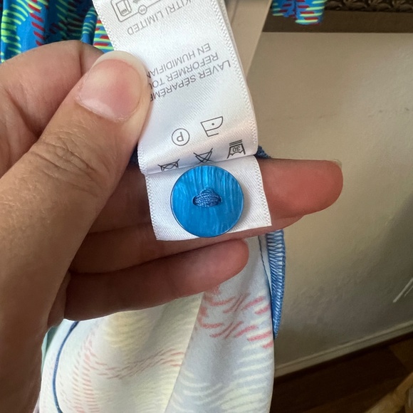 KITRI Lennox Blue Check Ruched Shirt Dress - Size Small - Picture 11 of 14